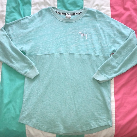 PINK Victoria's Secret Tops - PINK Mint Green Long Sleeve Crewneck